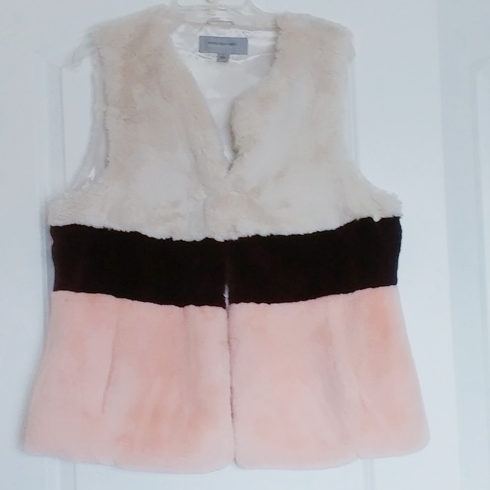 Marc NY - faux fur vest- large multicolor